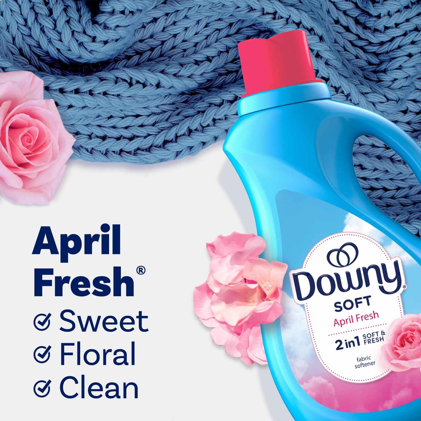 Downy Soft, 2 in 1 Soft & Fresh Liquid Fabric Softener, 120 Loads, April Fresh Scent; image 7 of 13