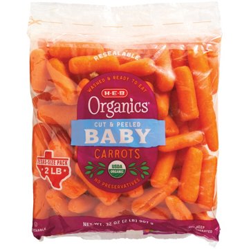 H-E-B Organics Fresh Baby Carrots - Texas-Size Pack, 2 lbs