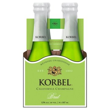 Korbel Brut Champagne California Sparkling Wine 4 pk Bottles, 187 mL