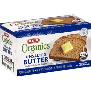 H-E-B Organics Unsalted Butter, 16 oz