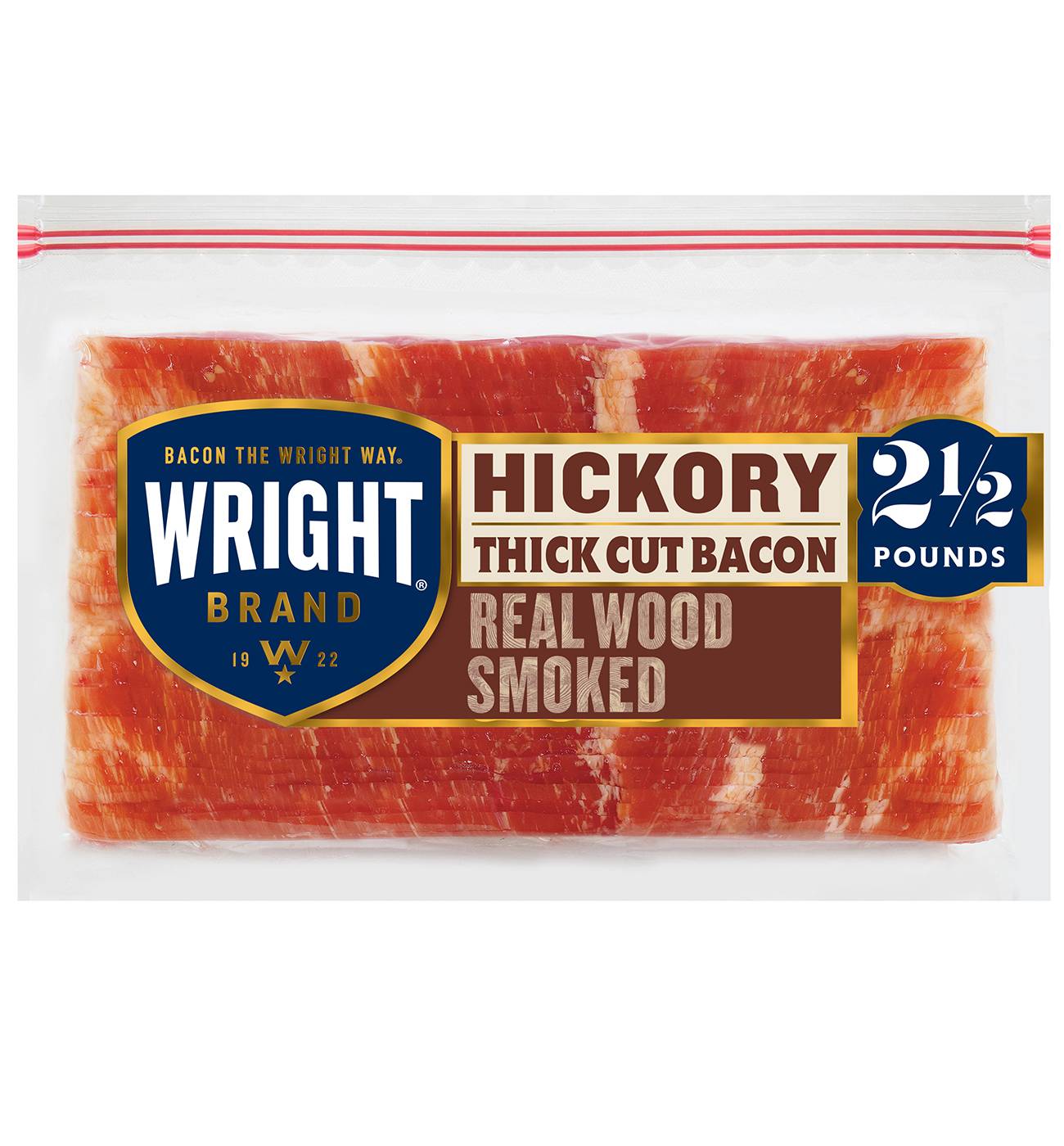 Wright Brand Hickory Smoked Thick Cut Bacon; image 1 of 6