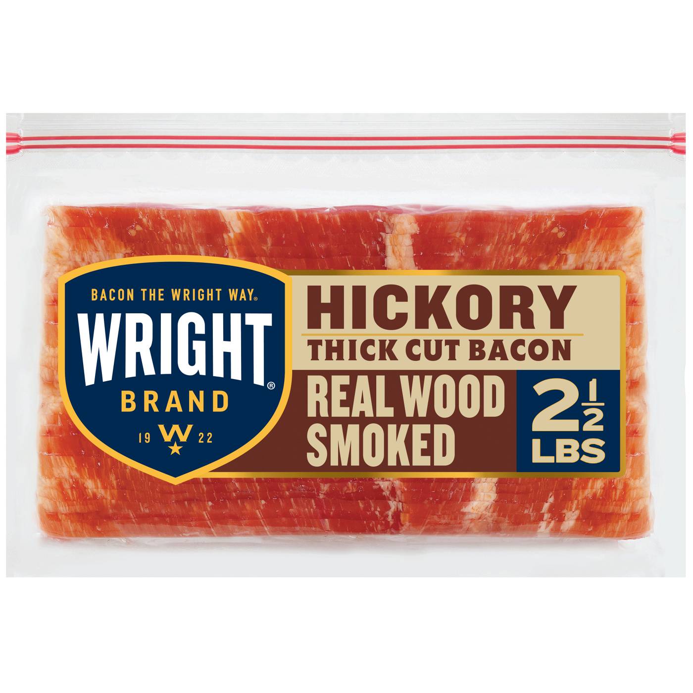 Wright Brand Hickory Real Wood Smoked Thick Cut Bacon; image 1 of 8