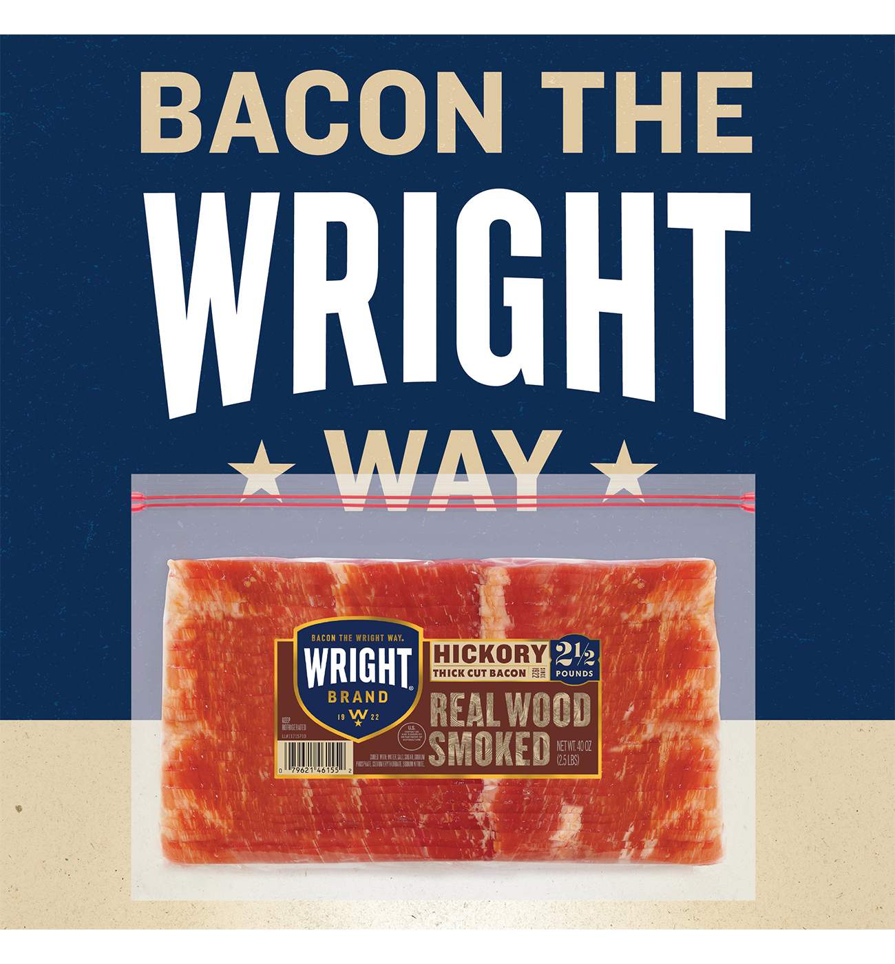 Wright Brand Hickory Smoked Thick Cut Bacon; image 2 of 6