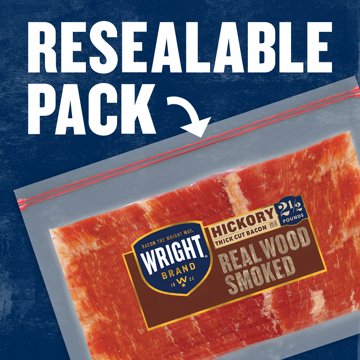 Wright Brand Hickory Real Wood Smoked Thick Cut Bacon