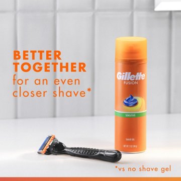Gillette Fusion Sensitive Skin Shaving Gel for Men, For Smooth Skin, With Almond Oil, 7 oz