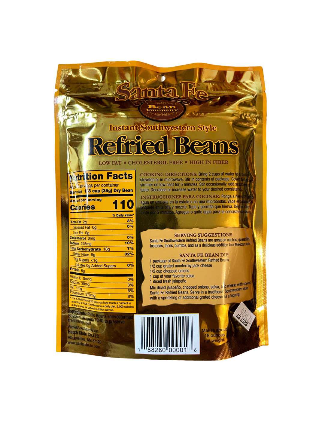 Santa Fe Bean Company Instant Southwestern Style Refried Beans; image 2 of 2