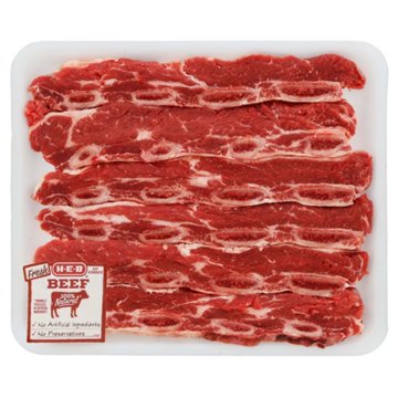 H-E-B Chuck Shoulder Beef Flanken Style Ribs - Value Pack, Avg. 1.82 lbs