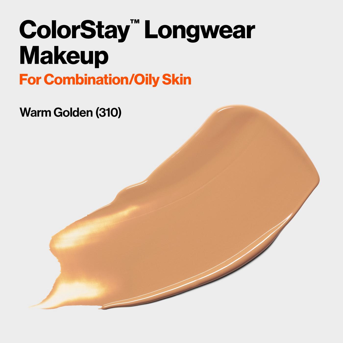 Revlon ColorStay Foundation for Combination/Oily Skin, 310 Warm Golden; image 6 of 6