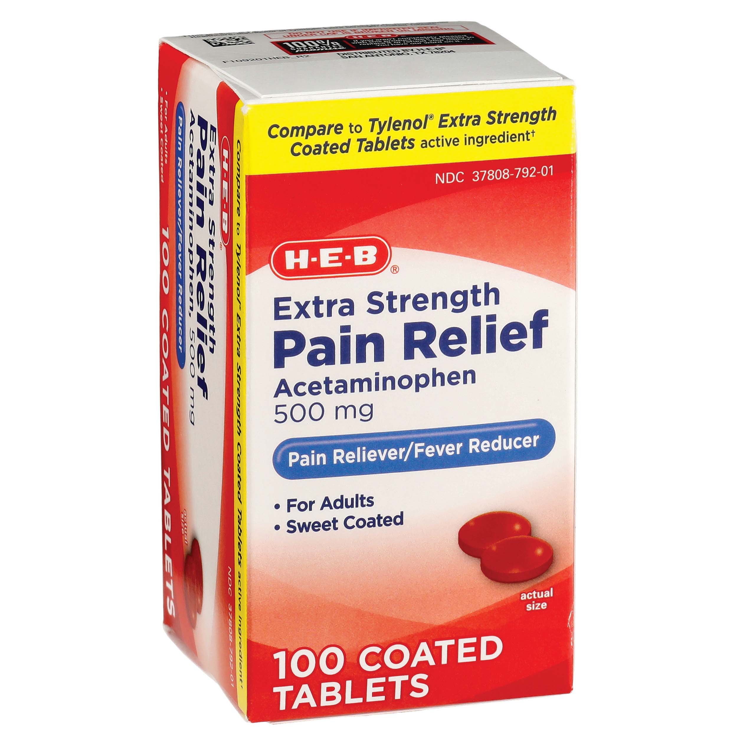 HEB Pain Relief Extra Strength Acetaminophen 500 mg Easy Tabs Shop