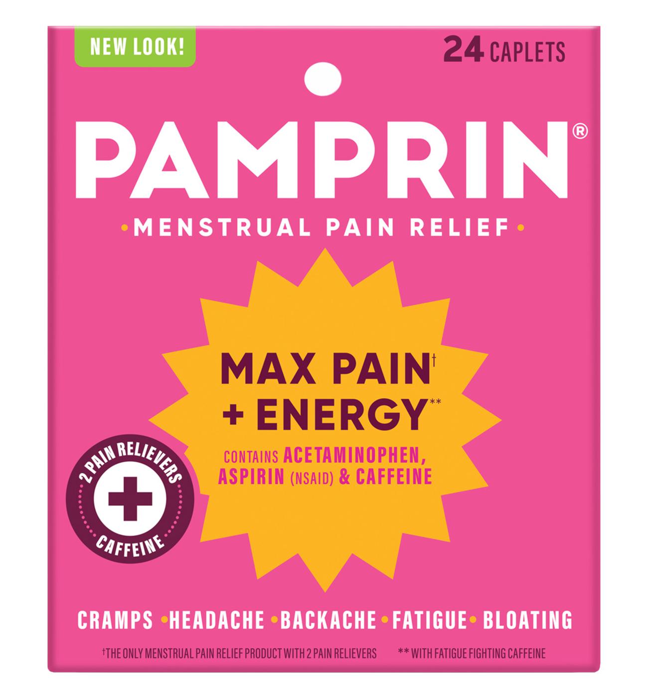 Pamprin Maximum Strength Menstrual Pain Relief + Energy Caplets; image 1 of 7