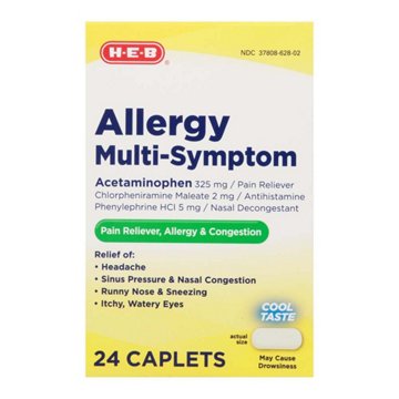 H-E-B Multi-Symptom Allergy Caplets - Cool Taste, 24 ct