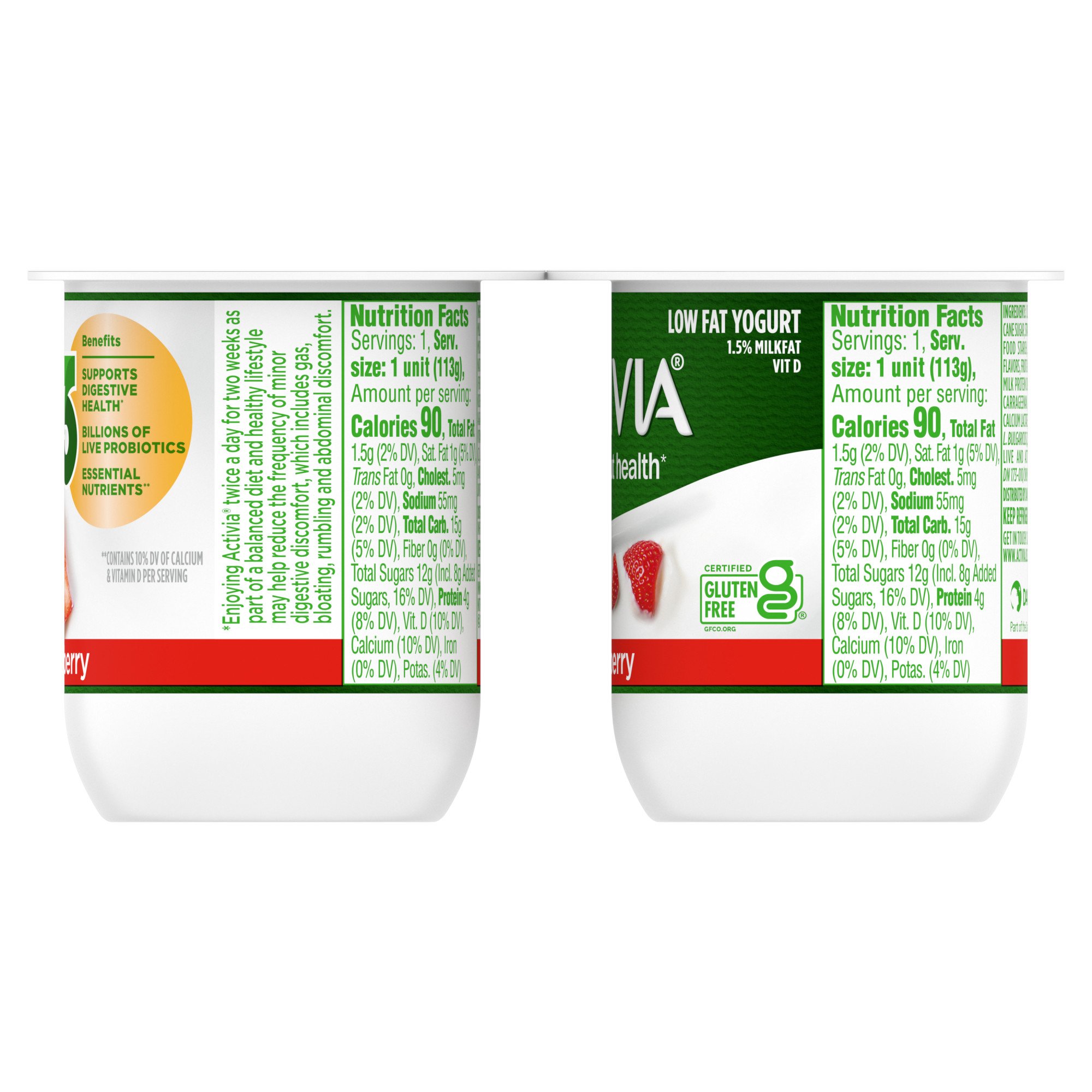 Dannon Activia Probiotic Yogurt Strawberry 4oz EA 4PK