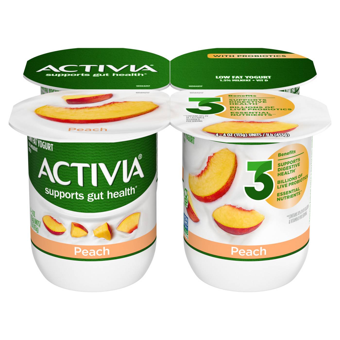 Activia Low Fat Probiotic Peach Yogurt; image 1 of 8