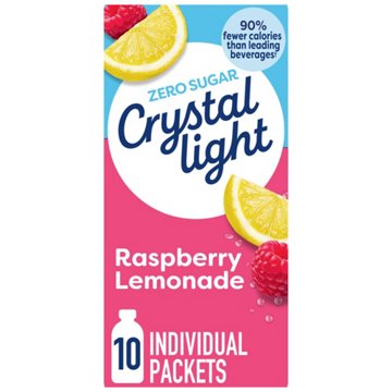 Crystal Light Raspberry Lemonade On-The-Go Powdered Drink Mix Packets, 10 ct