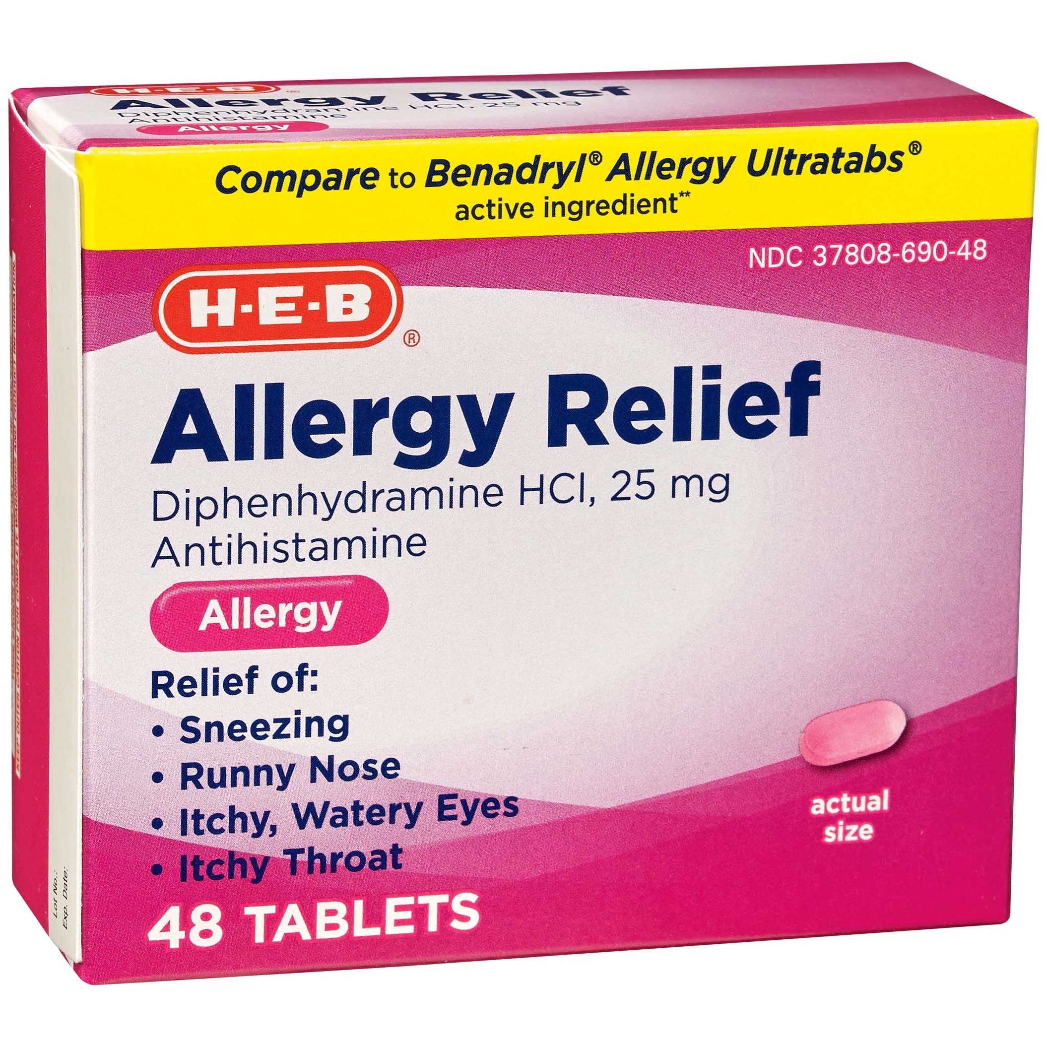 HEB Allergy Relief Diphenhydramine 25 mg Antihistamine