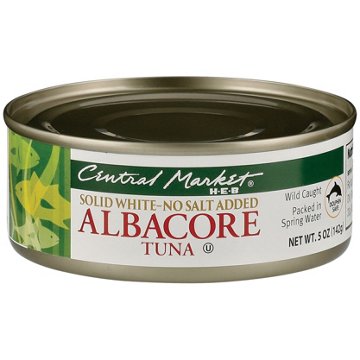 Central Market No Salt Added Solid White Albacore Tuna, 5 oz