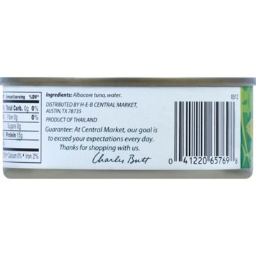 Central Market No Salt Added Solid White Albacore Tuna, 5 oz