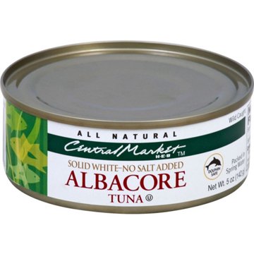 Central Market No Salt Added Solid White Albacore Tuna, 5 oz