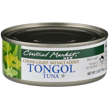Central Market No Salt Added Chunk Light Tongol Tuna, 5 oz