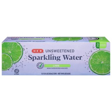 H-E-B Unsweetened Lime Sparkling Water 12 pk Cans, 12 oz