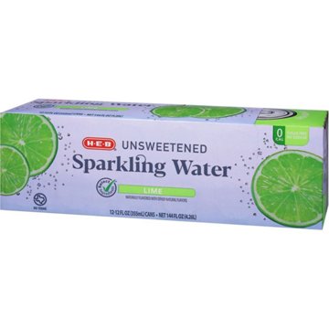 H-E-B Unsweetened Lime Sparkling Water 12 pk Cans, 12 oz