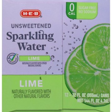 H-E-B Unsweetened Lime Sparkling Water 12 pk Cans, 12 oz