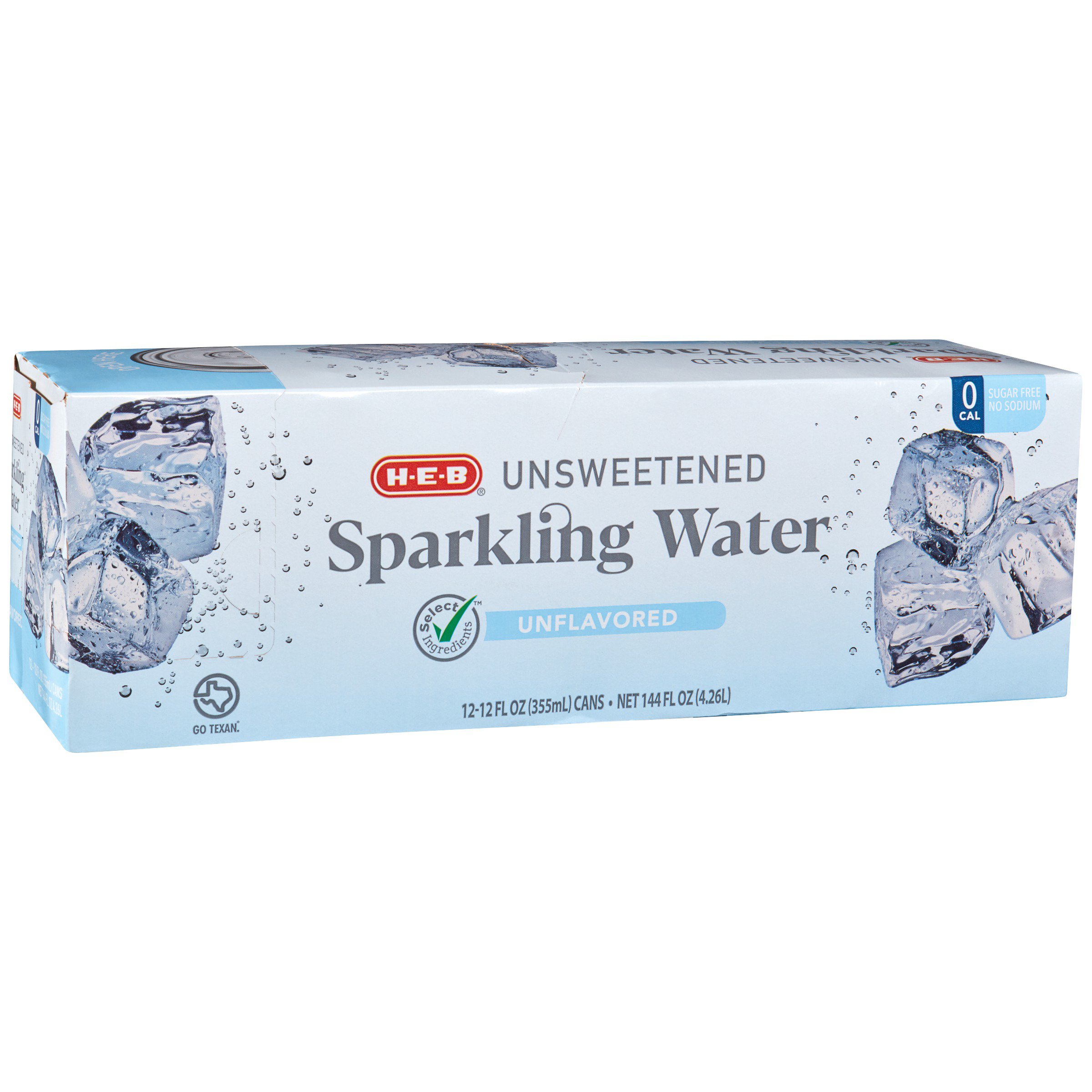 H-E-B Select Ingredients Unsweetened Unflavored Sparkling Water 12 Oz ...