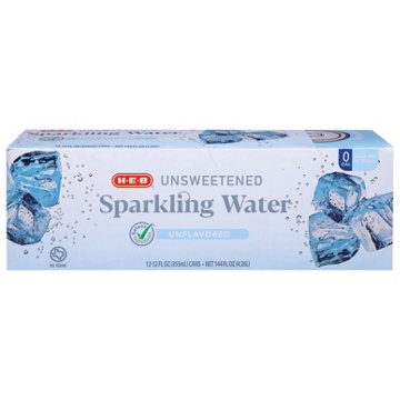 H-E-B Unsweetened Unflavored Sparkling Water 12 pk Cans, 12 oz