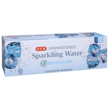 H-E-B Unsweetened Unflavored Sparkling Water 12 pk Cans, 12 oz