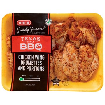 H-E-B Simply Seasoned Chicken Wings - Texas Style BBQ , Avg. 1.7 lbs