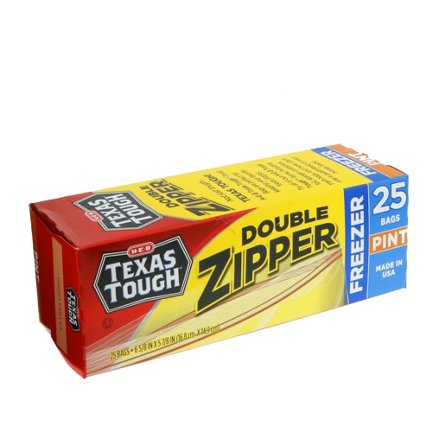 H-E-B Texas Tough Double Zipper Pint Freezer Bags, 25 ct | Central