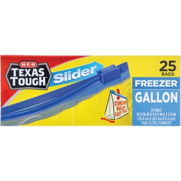 H-E-B Texas Tough Slider Gallon Freezer Bags, 25 ct