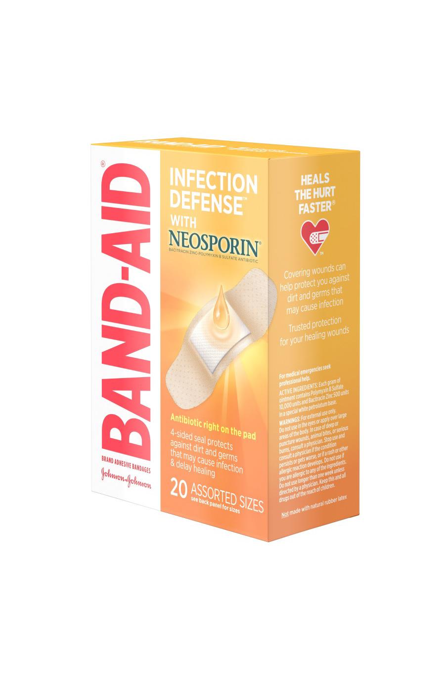 BandAid Adhesive Bandages Infection Defense With Neosporin, Assorted Sizes Shop Bandages