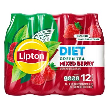 Lipton Diet Green Tea With Mixed Berry 12 pk Bottles, 16.9 oz