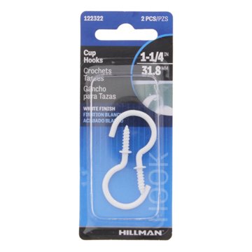 Hillman White Cup/Picture Hook 2 lb 2 pc Hillman White Cup/Picture Hook 2 lb 2 pc