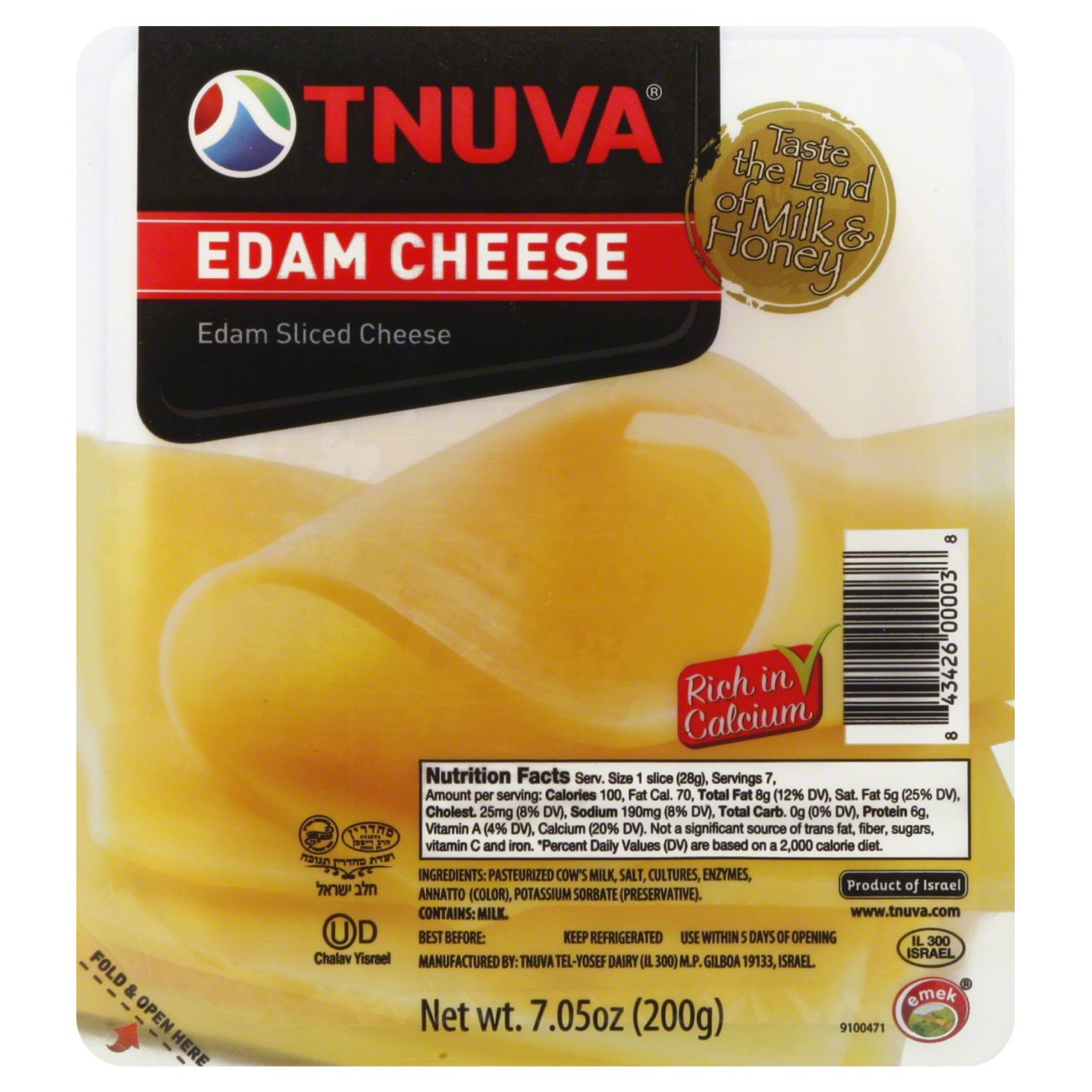 Tnuva Kosher Edam Sliced Cheese Shop Cheese at HEB