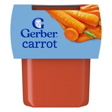 Gerber Stage 2 Baby Food - Carrot, 4 oz Tubs