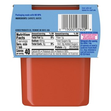Gerber Stage 2 Baby Food - Carrot, 4 oz Tubs