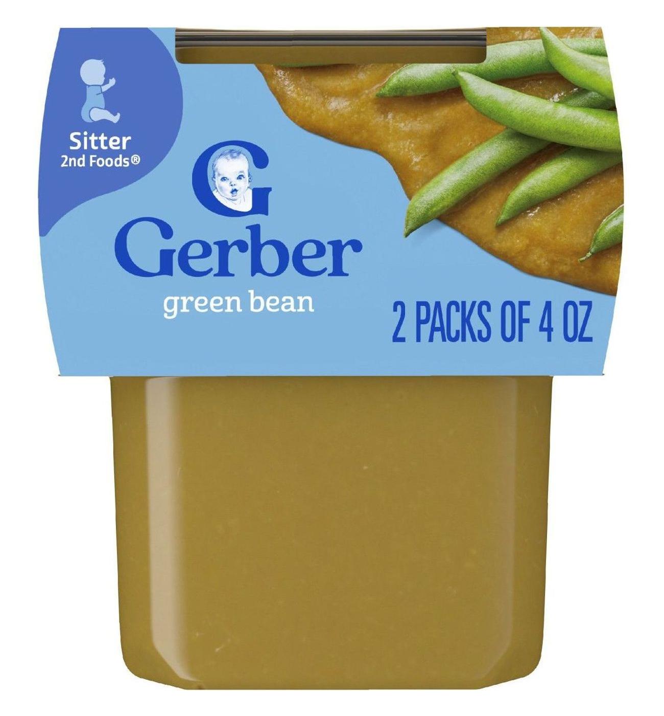 Gerber Stage 2 Baby Food - Green Bean, 4 oz Tubs; image 1 of 8