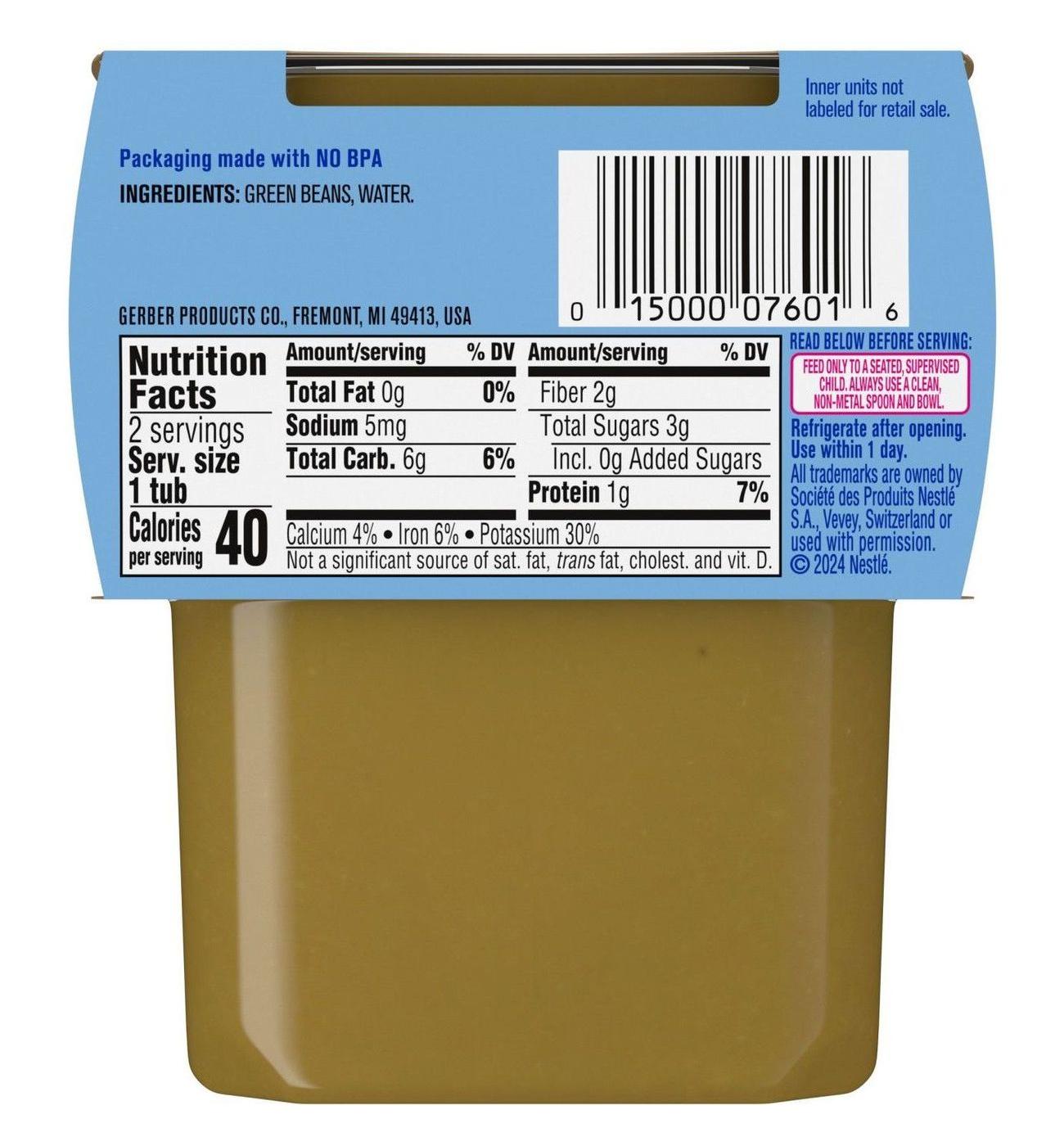 Gerber Stage 2 Baby Food - Green Bean, 4 oz Tubs; image 3 of 8