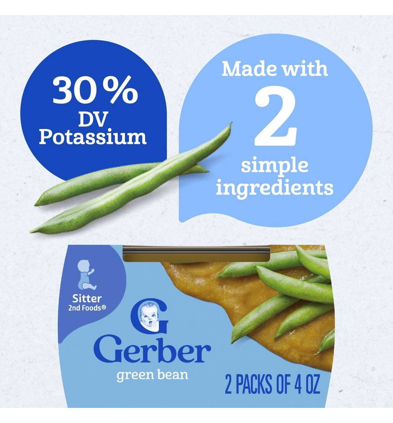 Gerber Stage 2 Baby Food - Green Bean, 4 oz Tubs; image 7 of 8