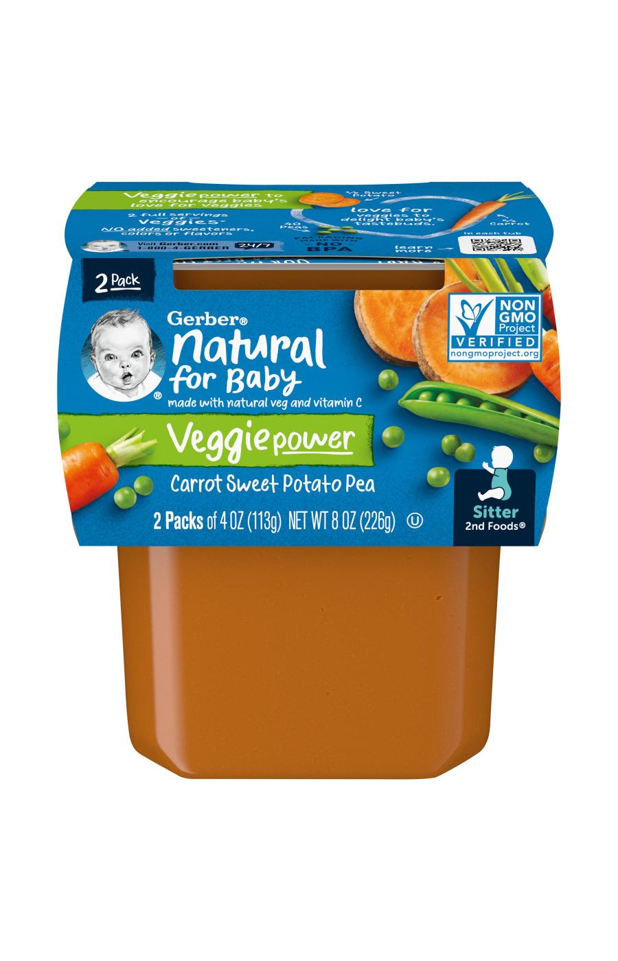 Gerber Natural for Baby Veggiepower 2nd Foods - Carrot Sweet Potato & Pea; image 1 of 8
