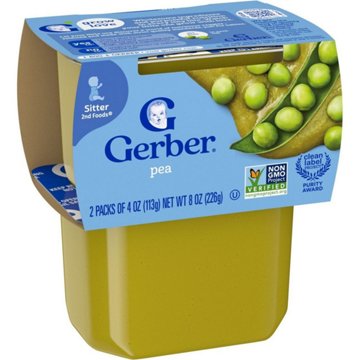 Gerber Stage 2 Baby Food - Pea, 4 oz Tubs