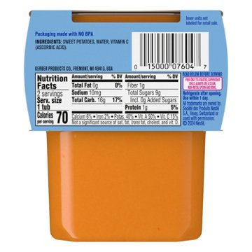 Gerber Stage 2 Baby Food - Sweet Potato, 4 oz Tubs, 2 pk