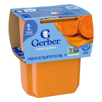 Gerber Stage 2 Baby Food - Sweet Potato, 4 oz Tubs, 2 pk