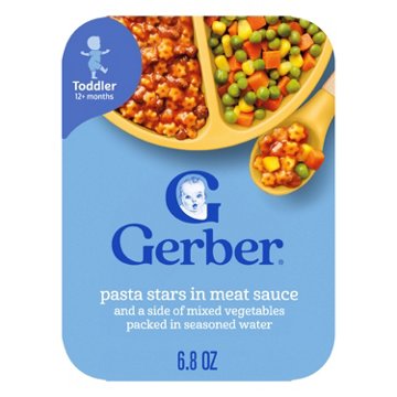 Gerber Mealtime for Toddler - Pasta Stars in Meat Sauce and a side of Green Beans, 6.8 oz