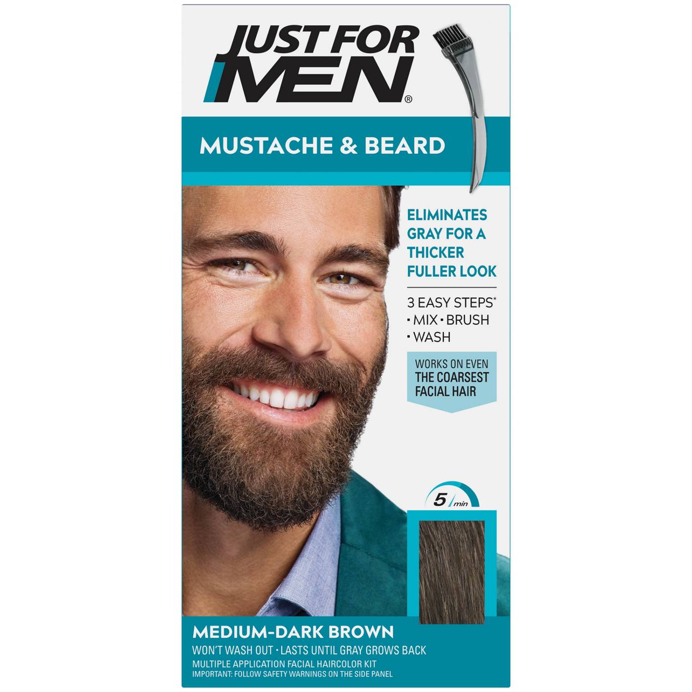 Just For Men Mustache & Beard Medium-Dark Brown M-40 Brush-In Color Gel; image 2 of 2