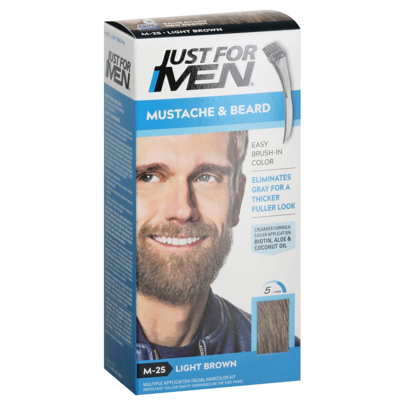 Just For Men Mustache And Beard Light Brown M 25 Brush In Color Gel Shop Hair Color At H E B