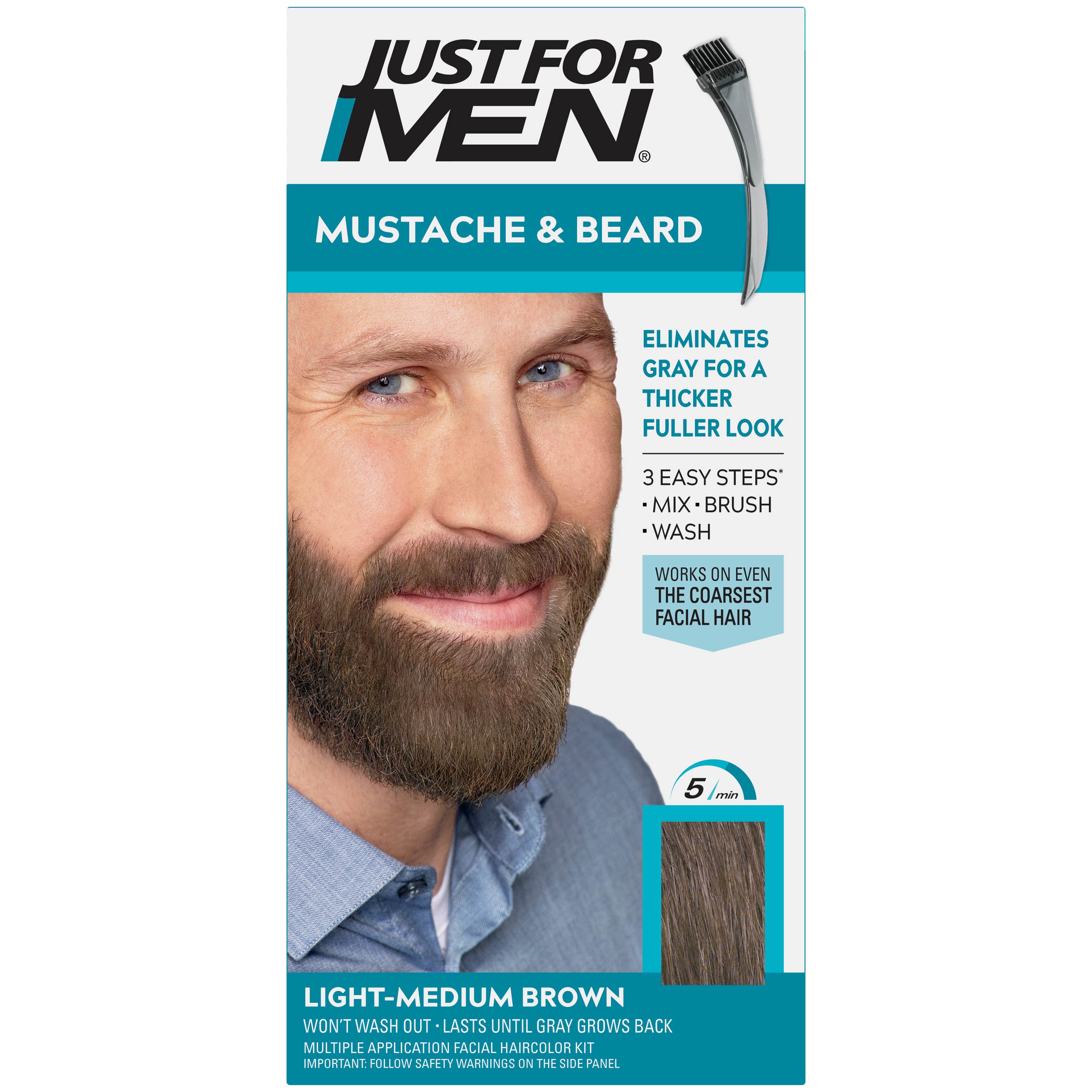 Just For Men Mustache & Beard Medium-Dark Brown M-40 Brush-In Color Gel -  Shop Hair Color at H-E-B