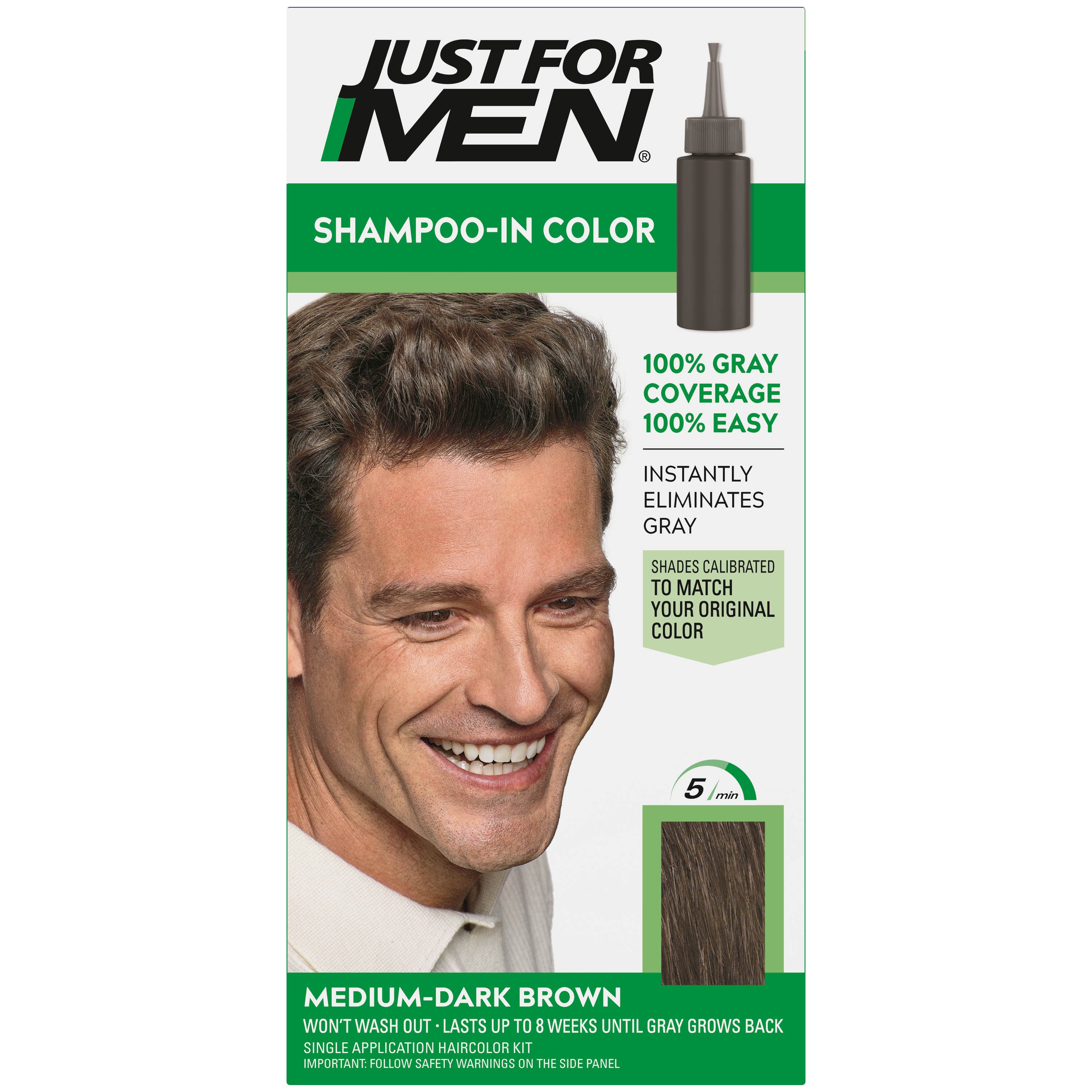 Just For Men Touch of Gray Hair Color Dark Brown Gray T-45 - Shop Hair  Color at H-E-B
